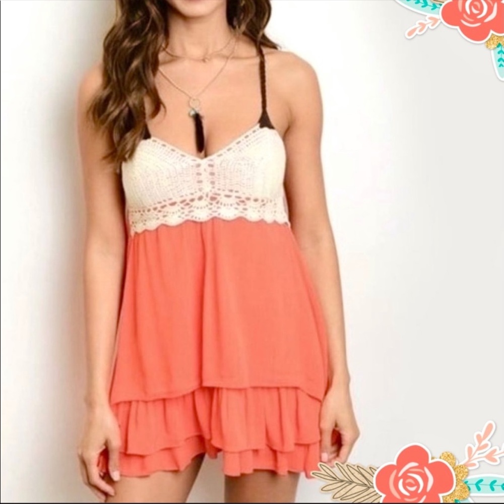Orange and Cream Crochet Summer Dress